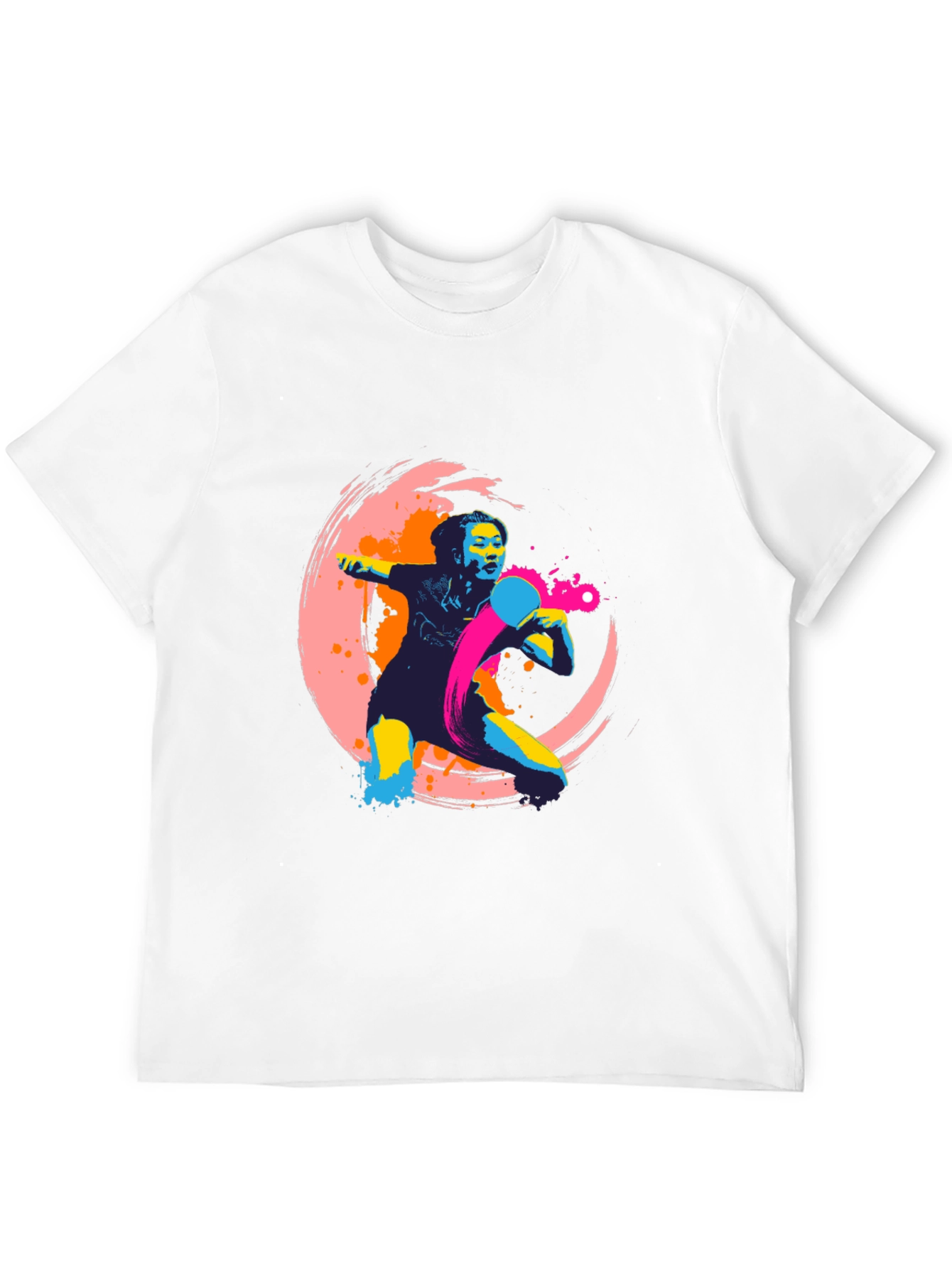 Abstract Table Tennis Graphic Tee - Black