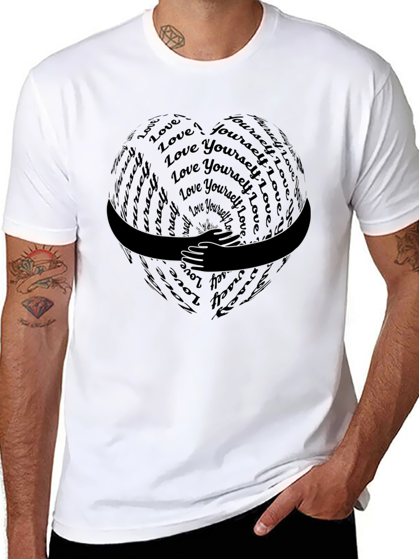 Love Yourself Hug Heart Graphic Tee