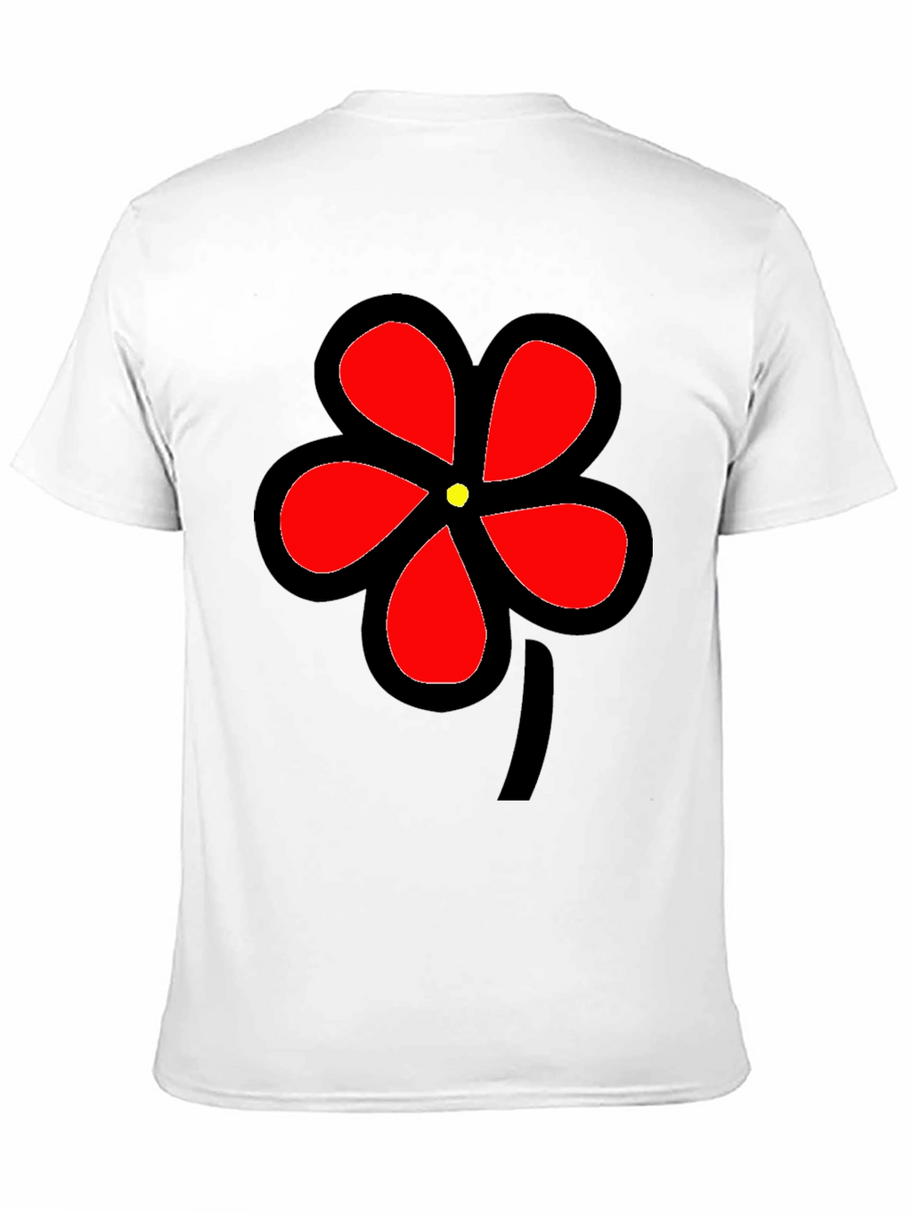 Black T-Shirt with Bold Red Flower Graphic