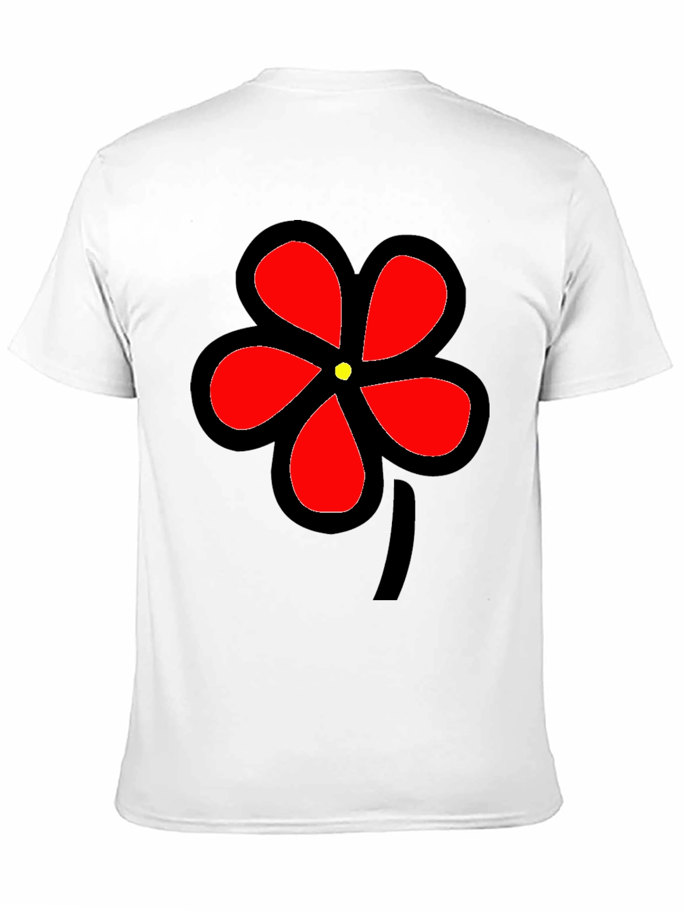 Black T-Shirt with Bold Red Flower Graphic
