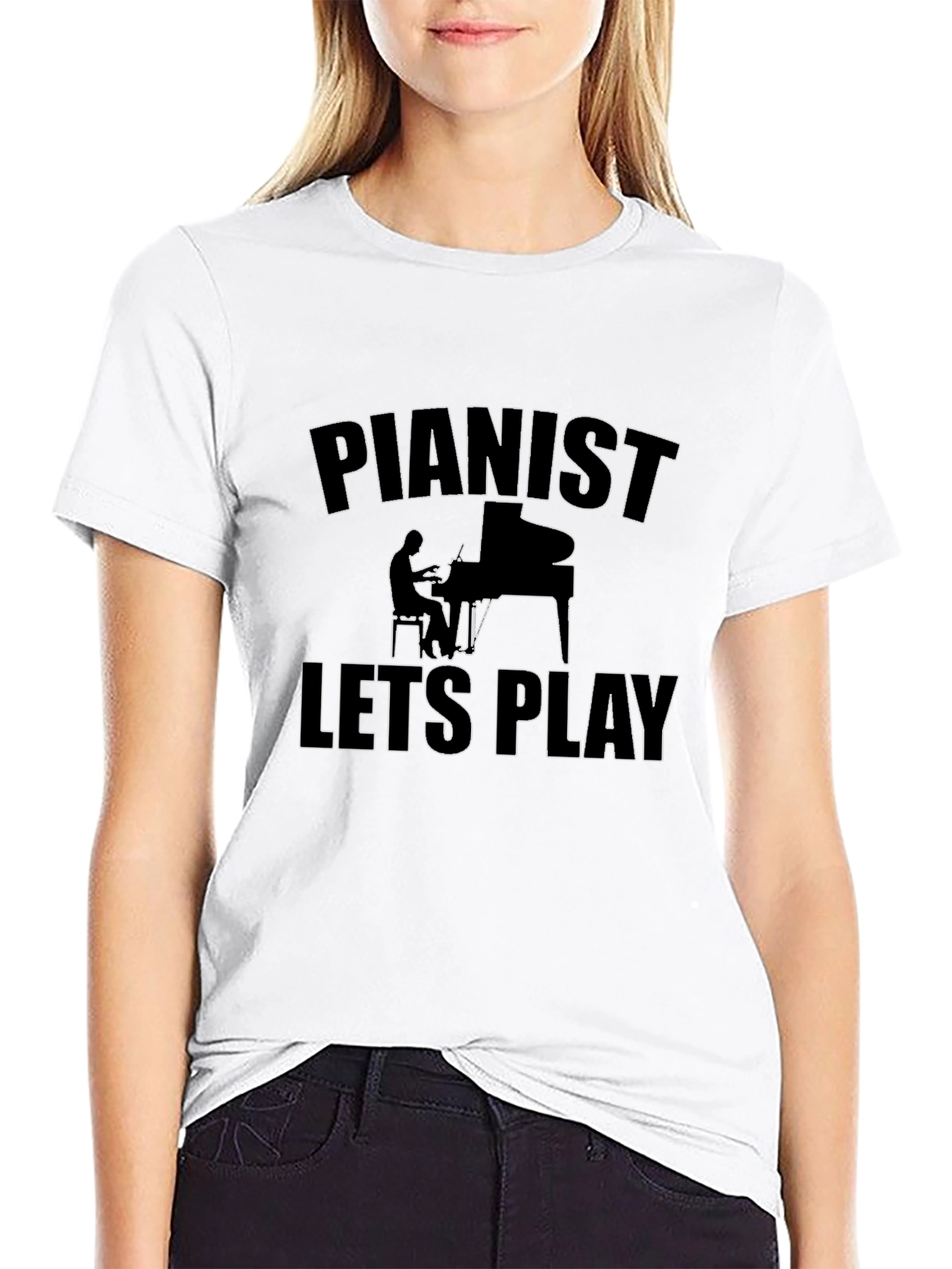 Pianist Lets Play Black Graphic Tee