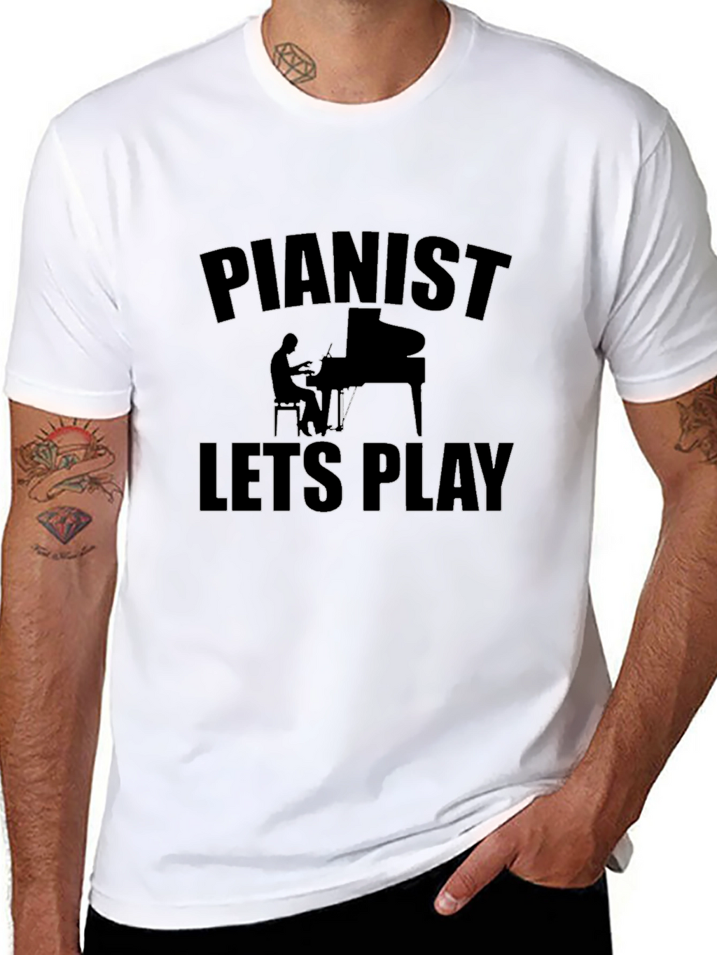 Pianist Lets Play Black Graphic Tee