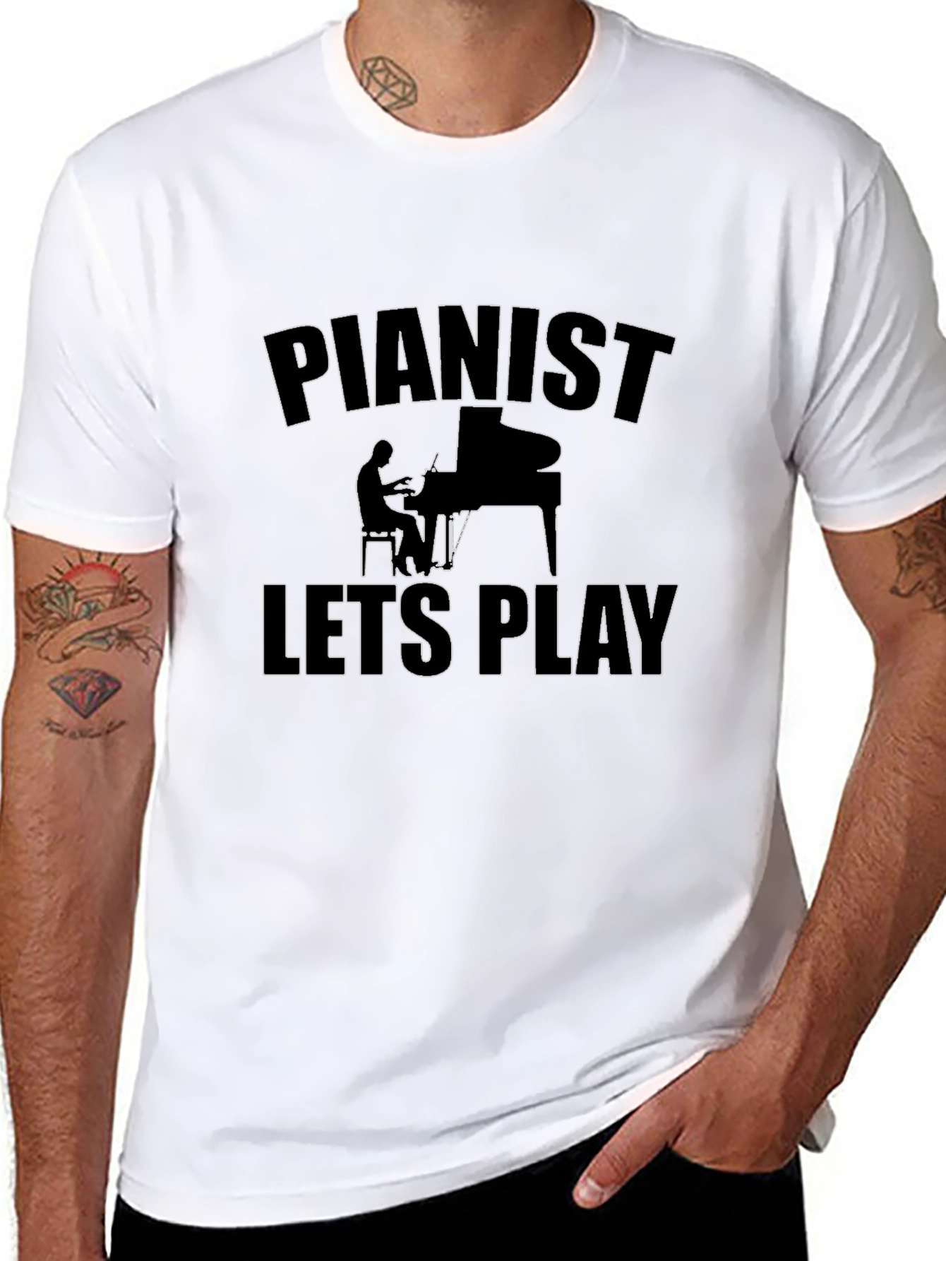 Pianist Lets Play Black Graphic Tee