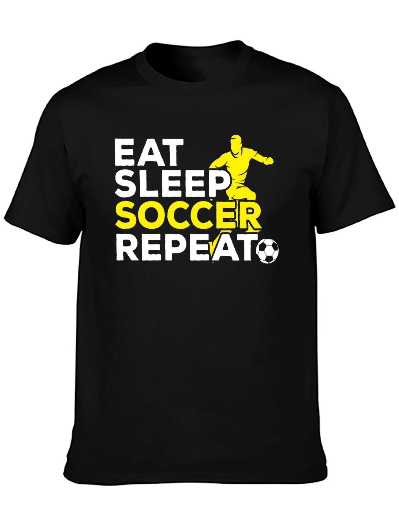 Eat Sleep Soccer Repeat Black Graphic T-Shirt