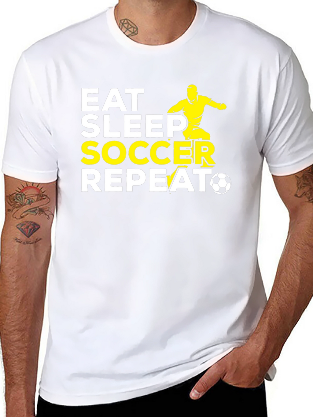 Eat Sleep Soccer Repeat Black Graphic T-Shirt