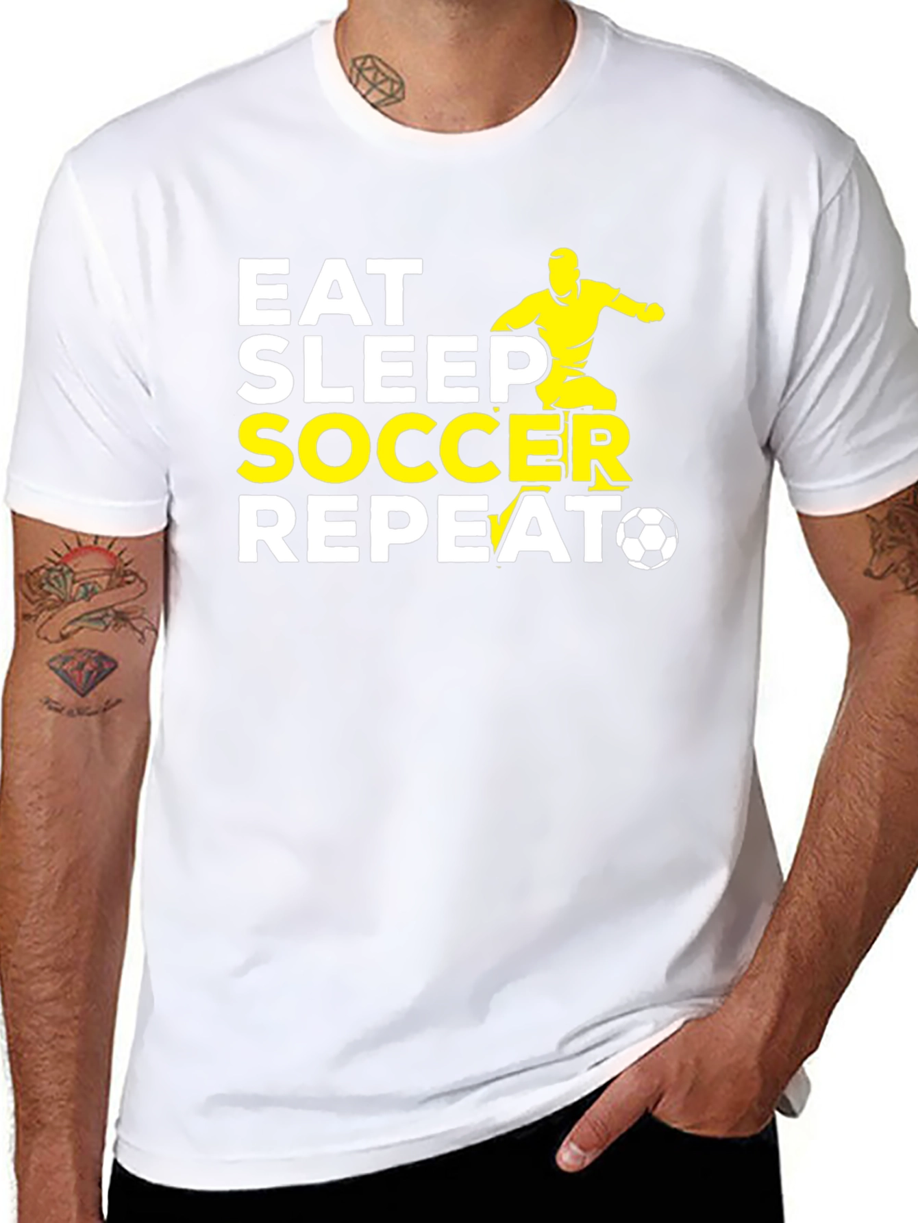 Eat Sleep Soccer Repeat Black Graphic T-Shirt