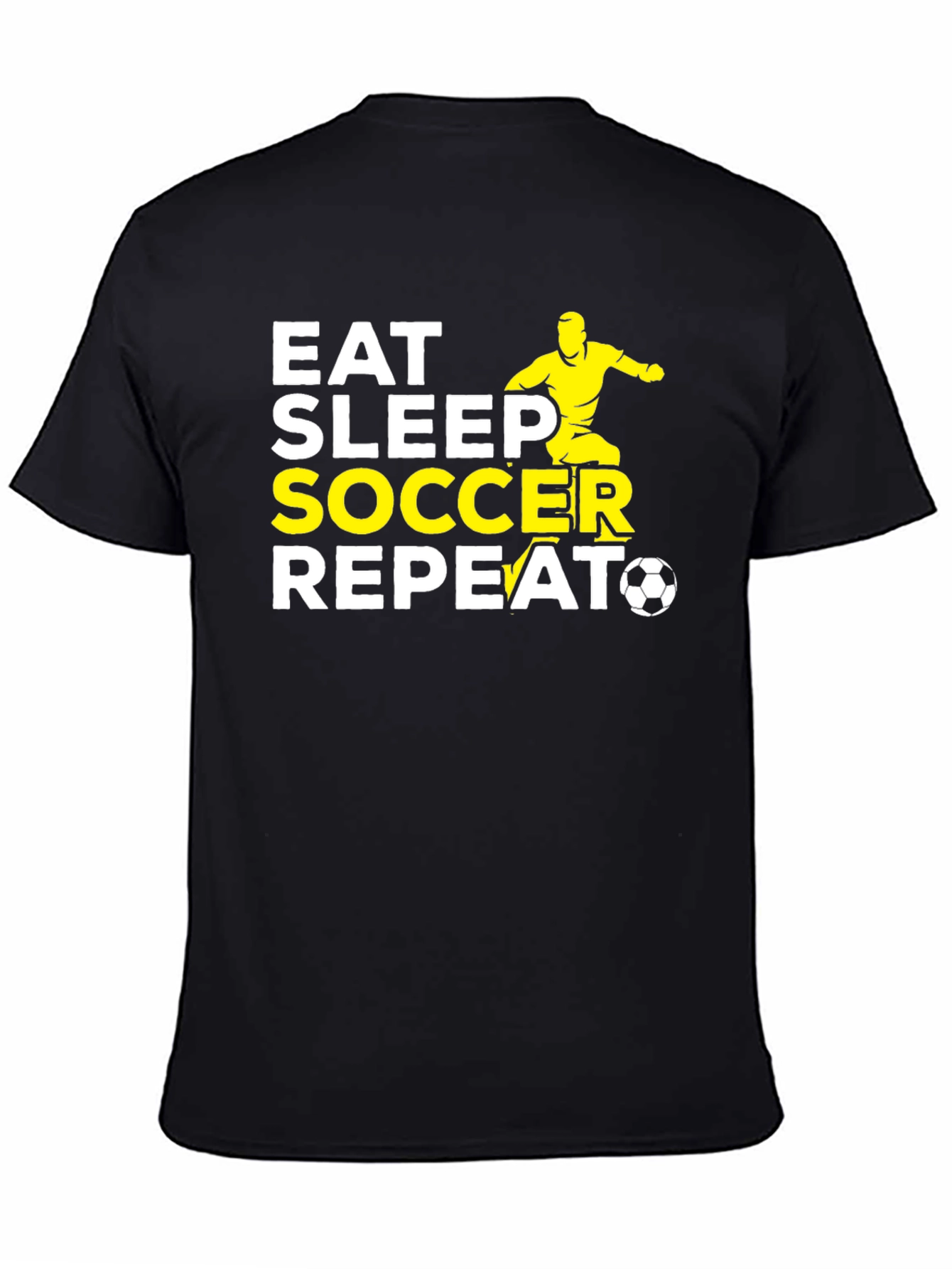 Eat Sleep Soccer Repeat Black Graphic T-Shirt