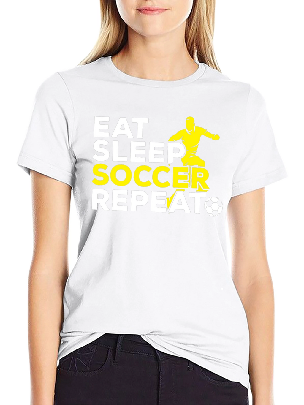 Eat Sleep Soccer Repeat Black Graphic T-Shirt
