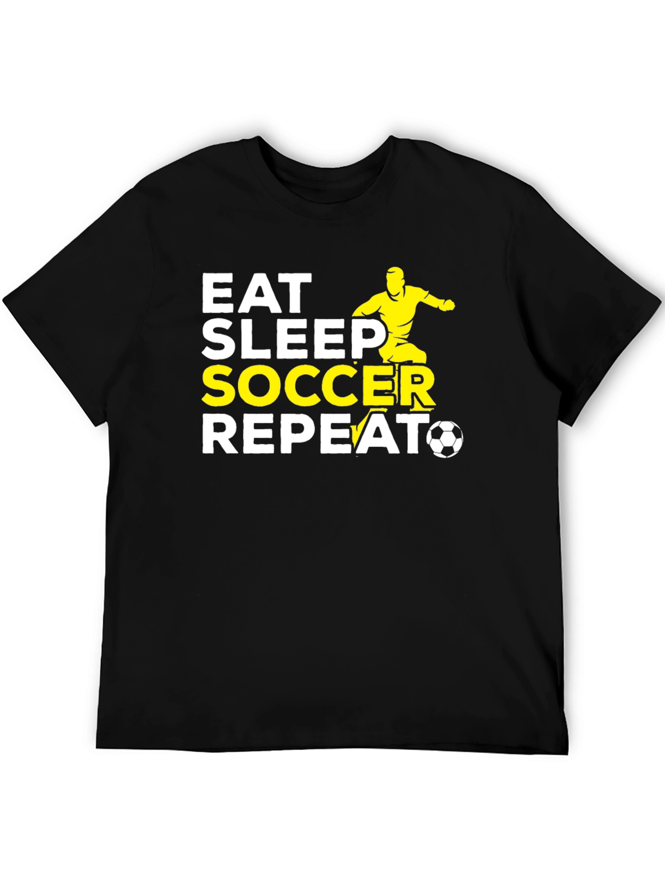 Eat Sleep Soccer Repeat Black Graphic T-Shirt