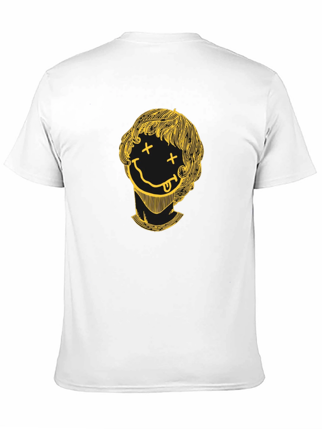 Smiley Face Graphic Tee - Black Crew Neck