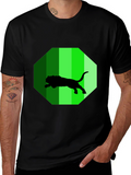 Mens Black T-Shirt with Green Jaguar Design