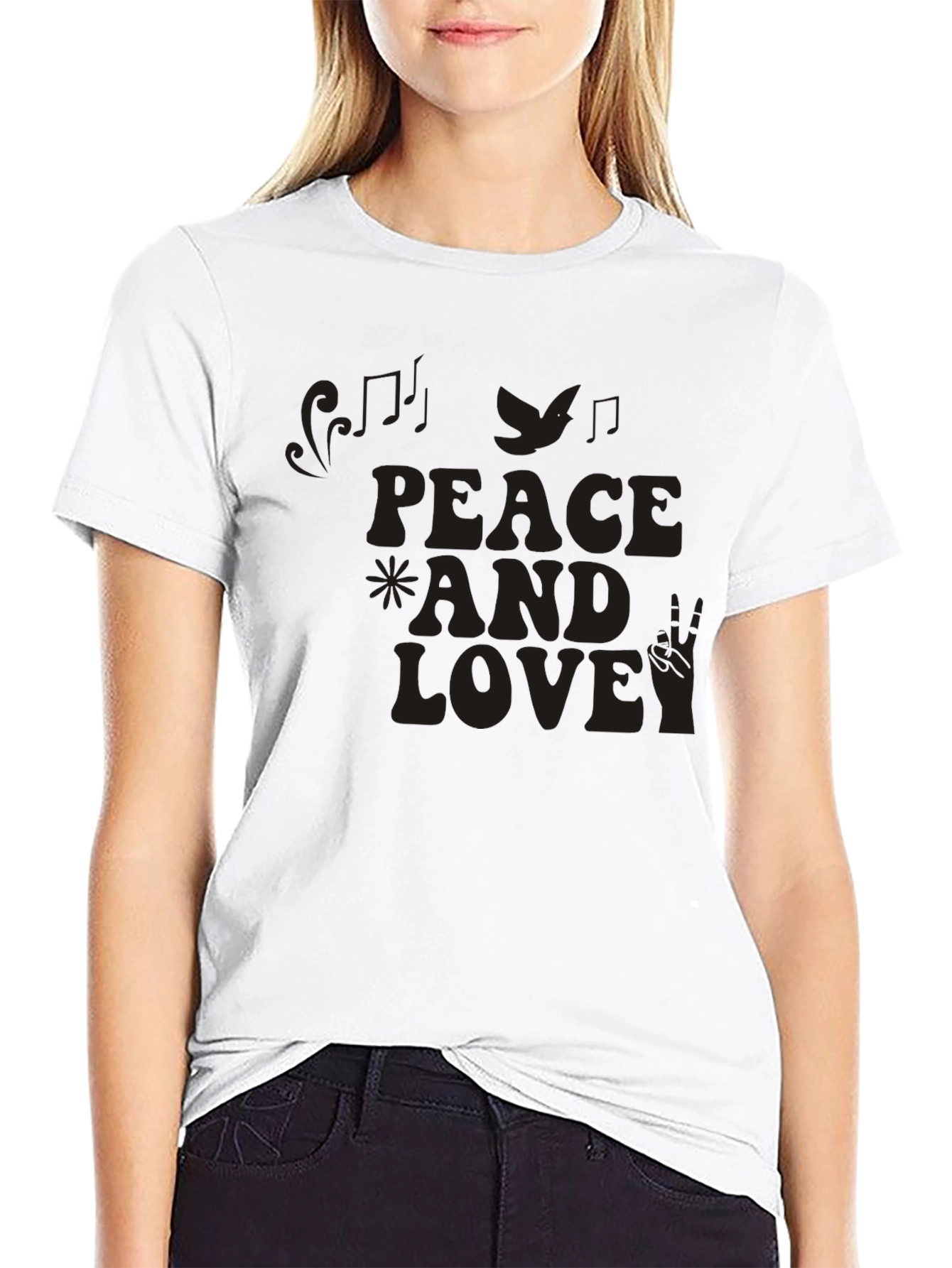 Peace and Love Graphic T-Shirt - Retro Style