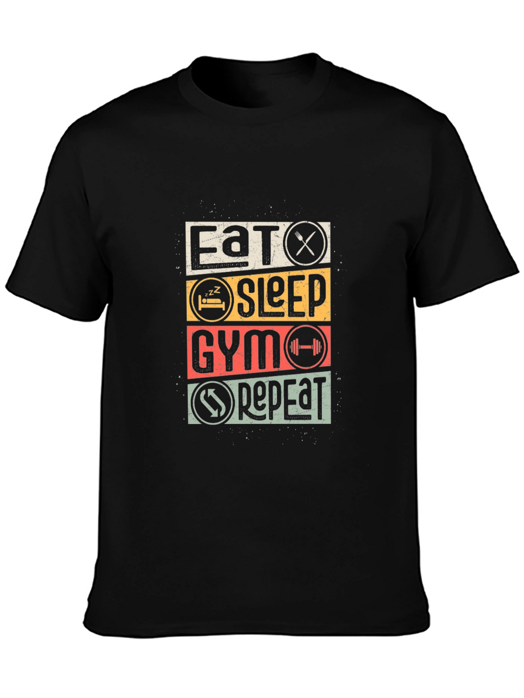 Eat Sleep Gym Repeat Black T-Shirt
