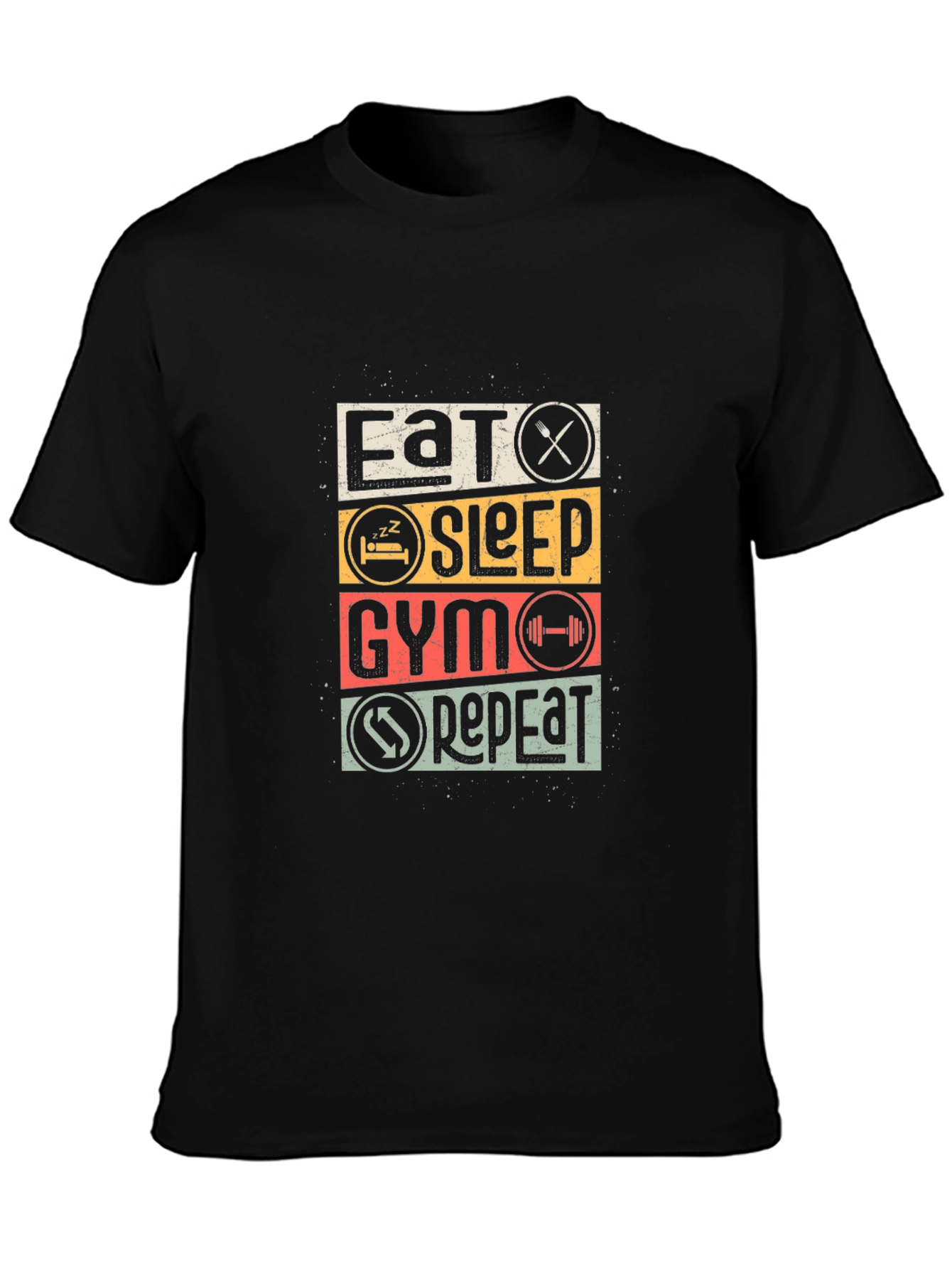 Eat Sleep Gym Repeat Black T-Shirt