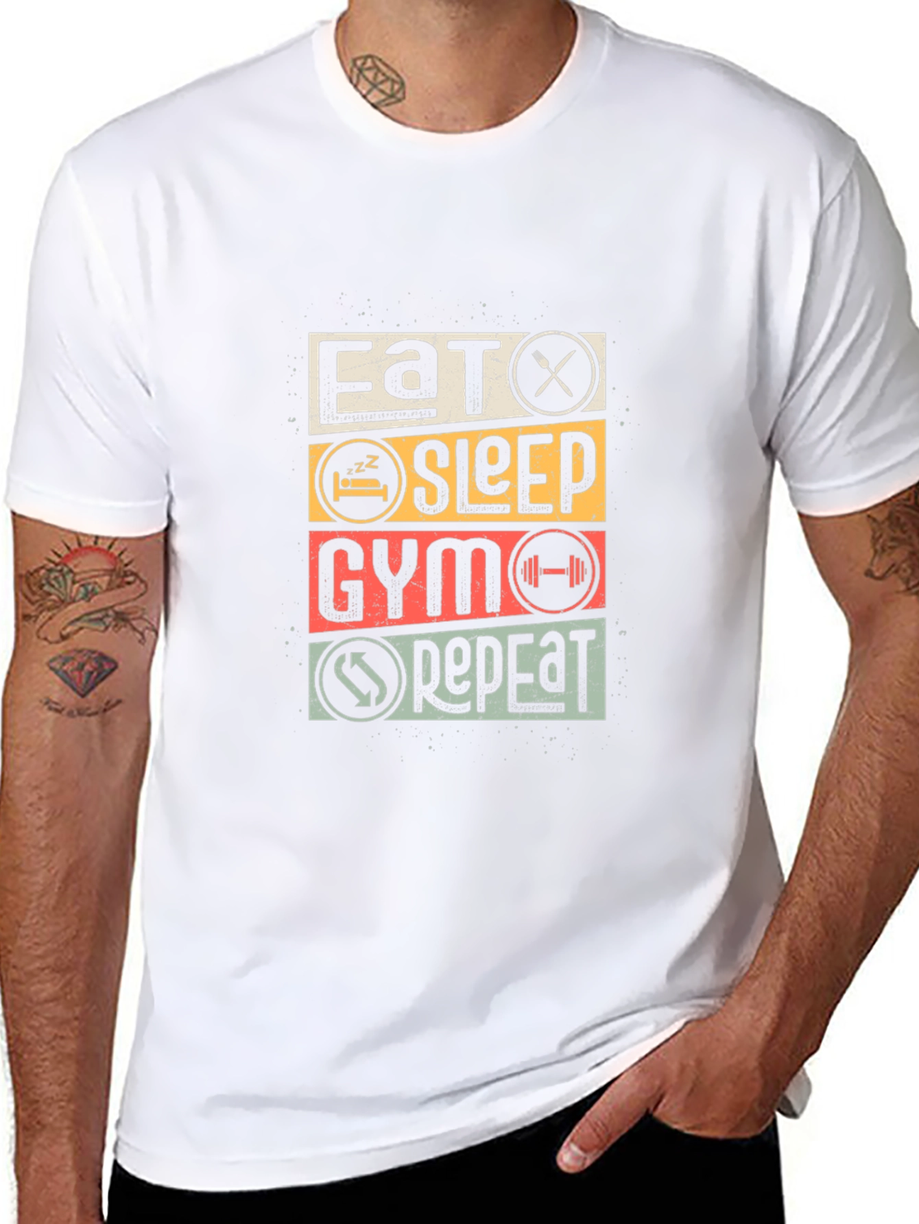 Eat Sleep Gym Repeat Black T-Shirt