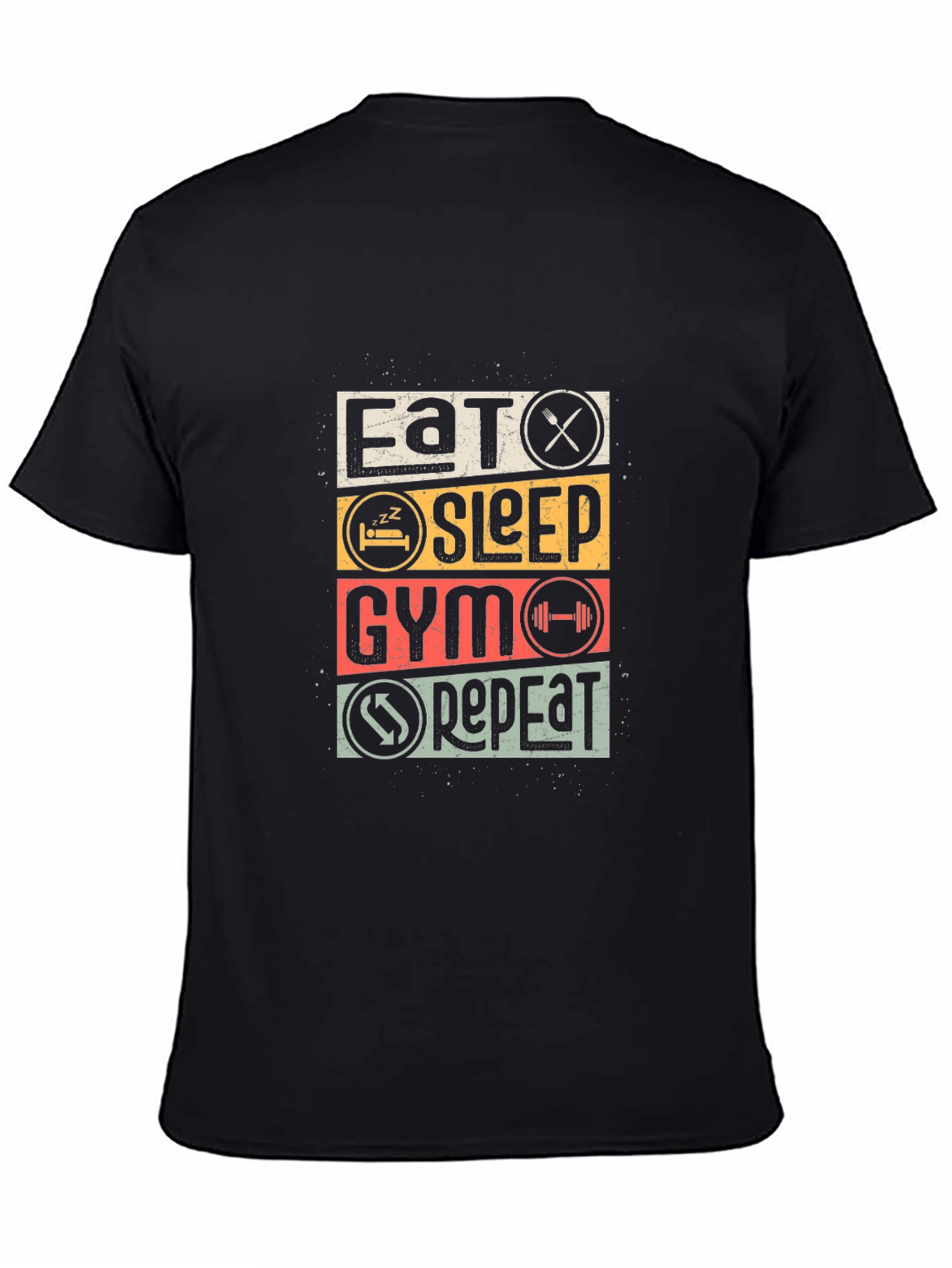 Eat Sleep Gym Repeat Black T-Shirt