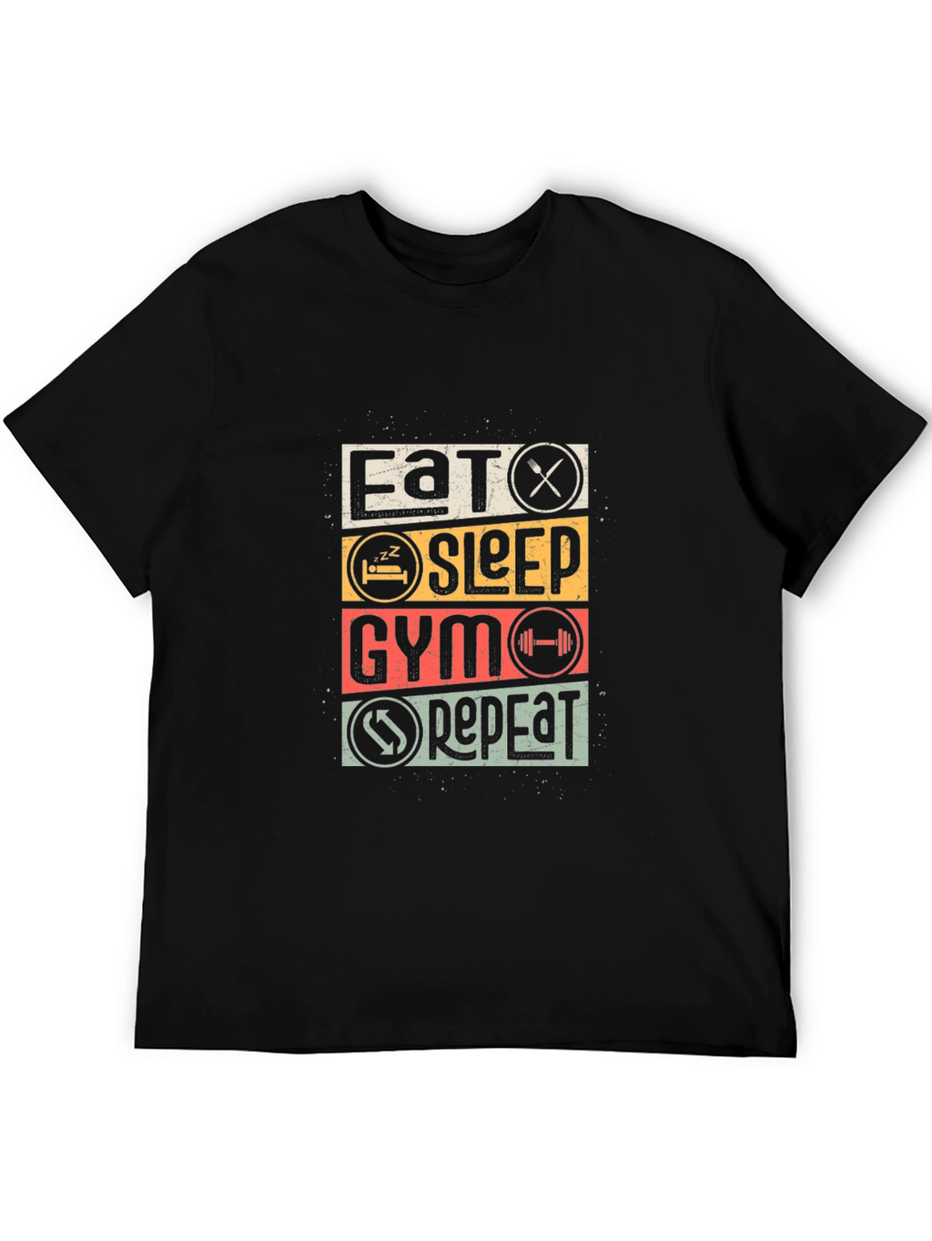 Eat Sleep Gym Repeat Black T-Shirt