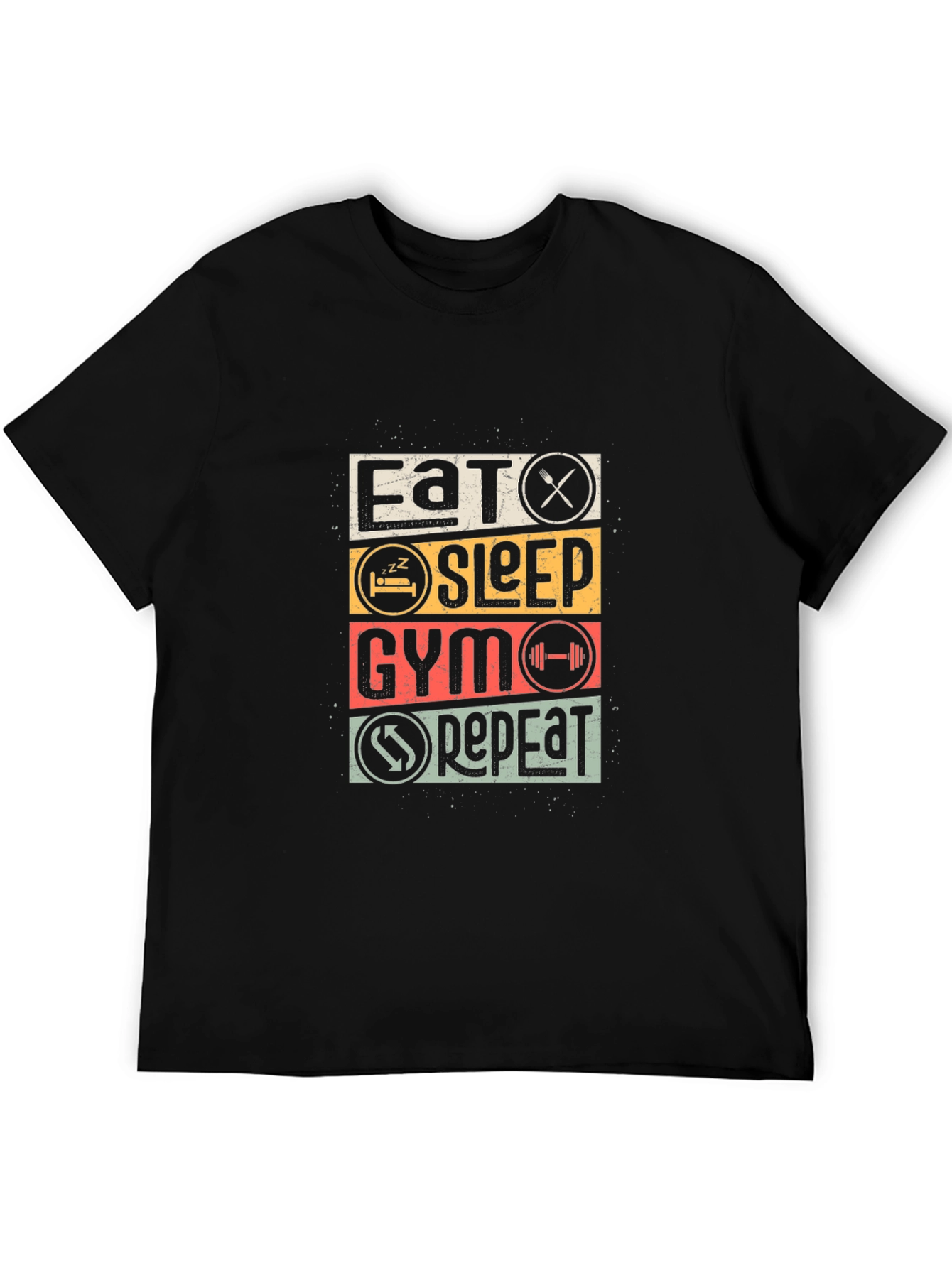 Eat Sleep Gym Repeat Black T-Shirt