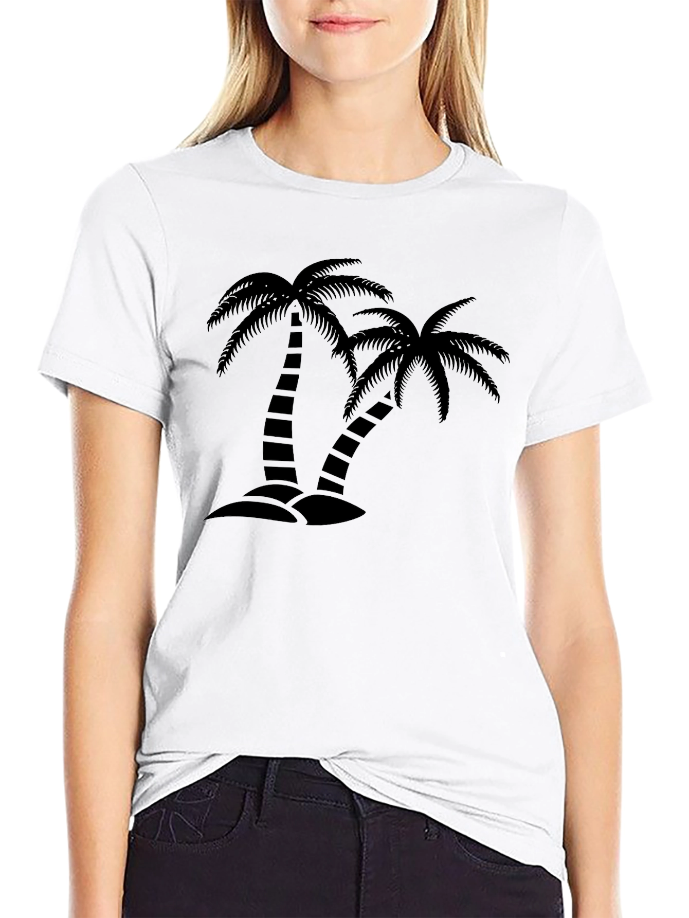 Palm Tree Graphic Black T-Shirt - Tropical Island Style