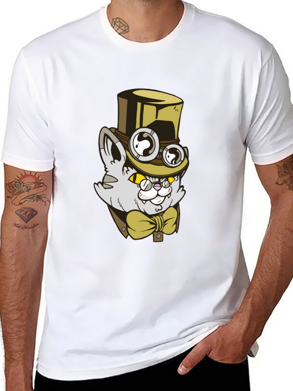 Steampunk Cat T-Shirt: Gentlemanly Feline