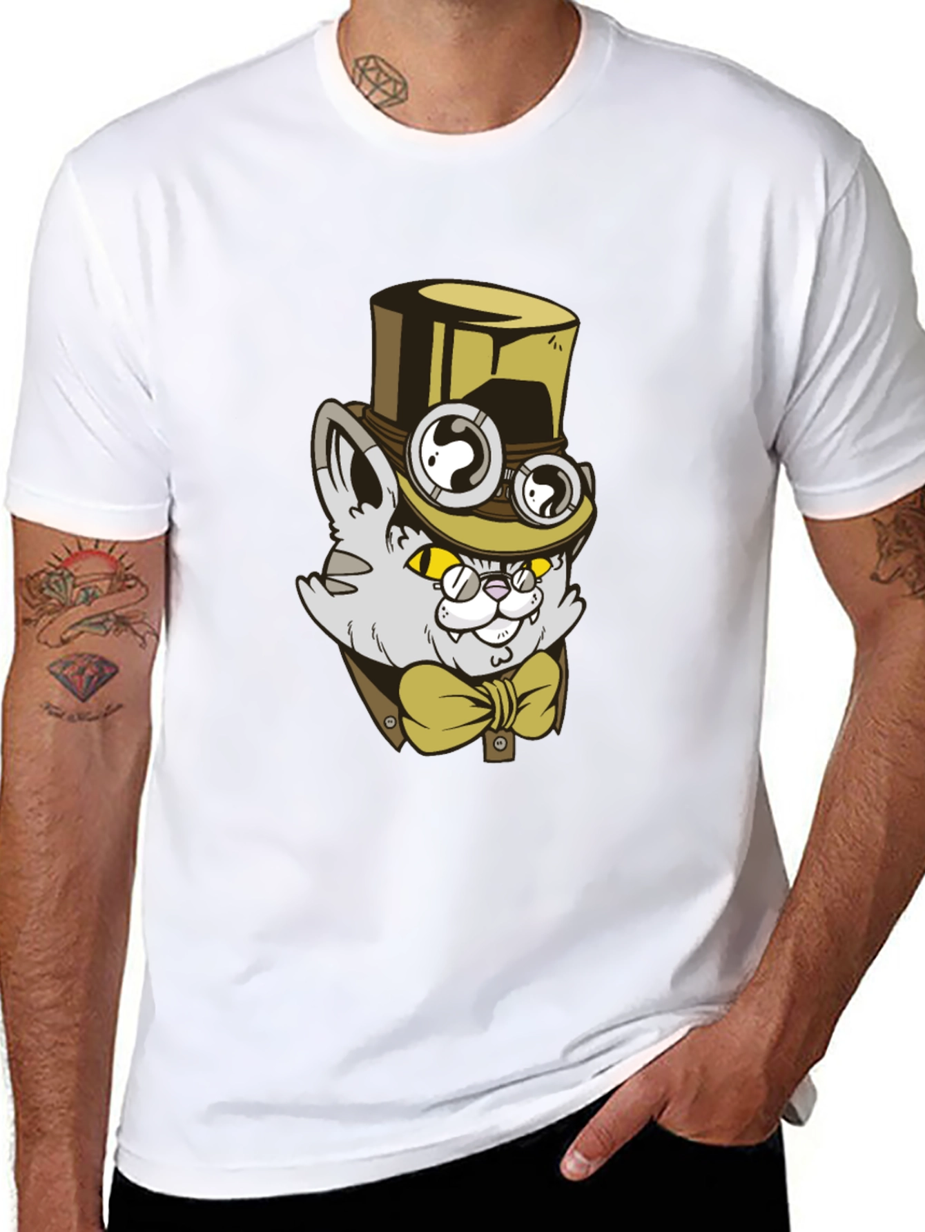 Steampunk Cat T-Shirt: Gentlemanly Feline