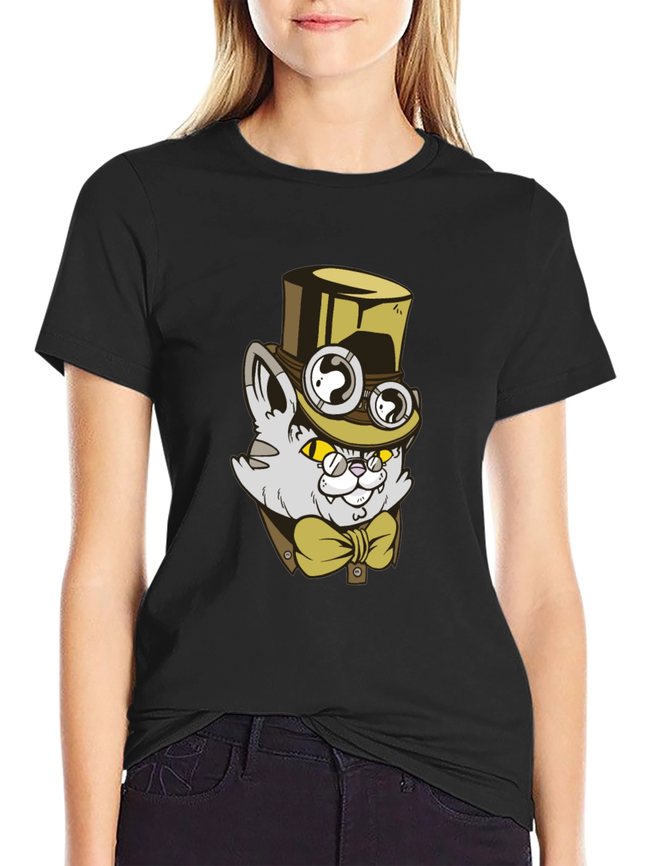 Steampunk Cat T-Shirt: Gentlemanly Feline