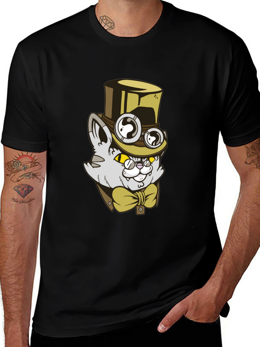 Steampunk Cat T-Shirt: Gentlemanly Feline