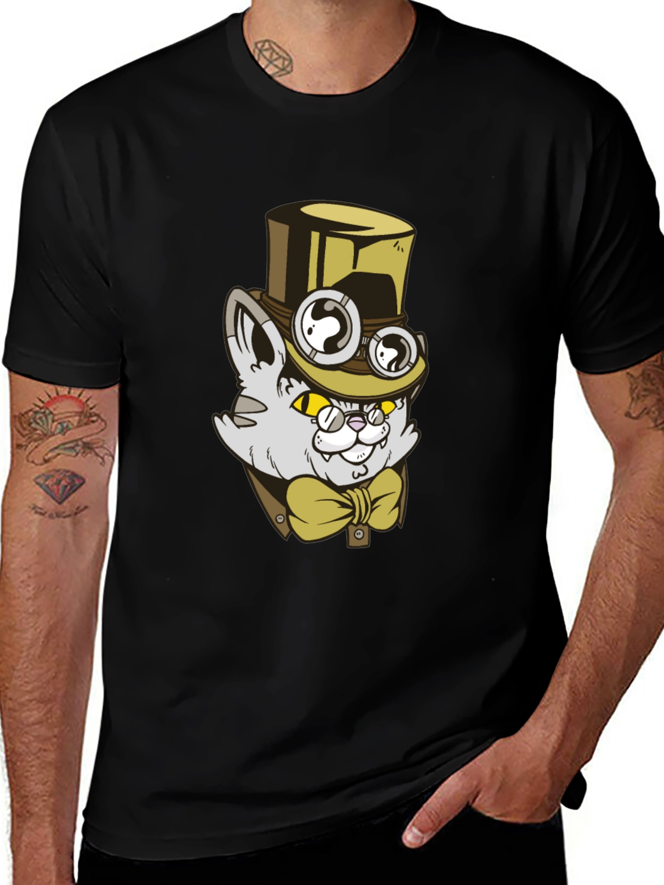 Steampunk Cat T-Shirt: Gentlemanly Feline