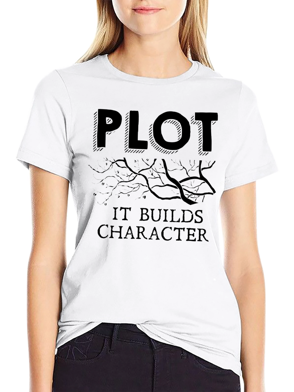 Plot Builds Character Black T-Shirt