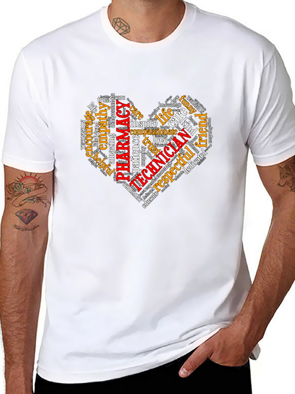 Pharmacy Technician Heart Word Art T-Shirt