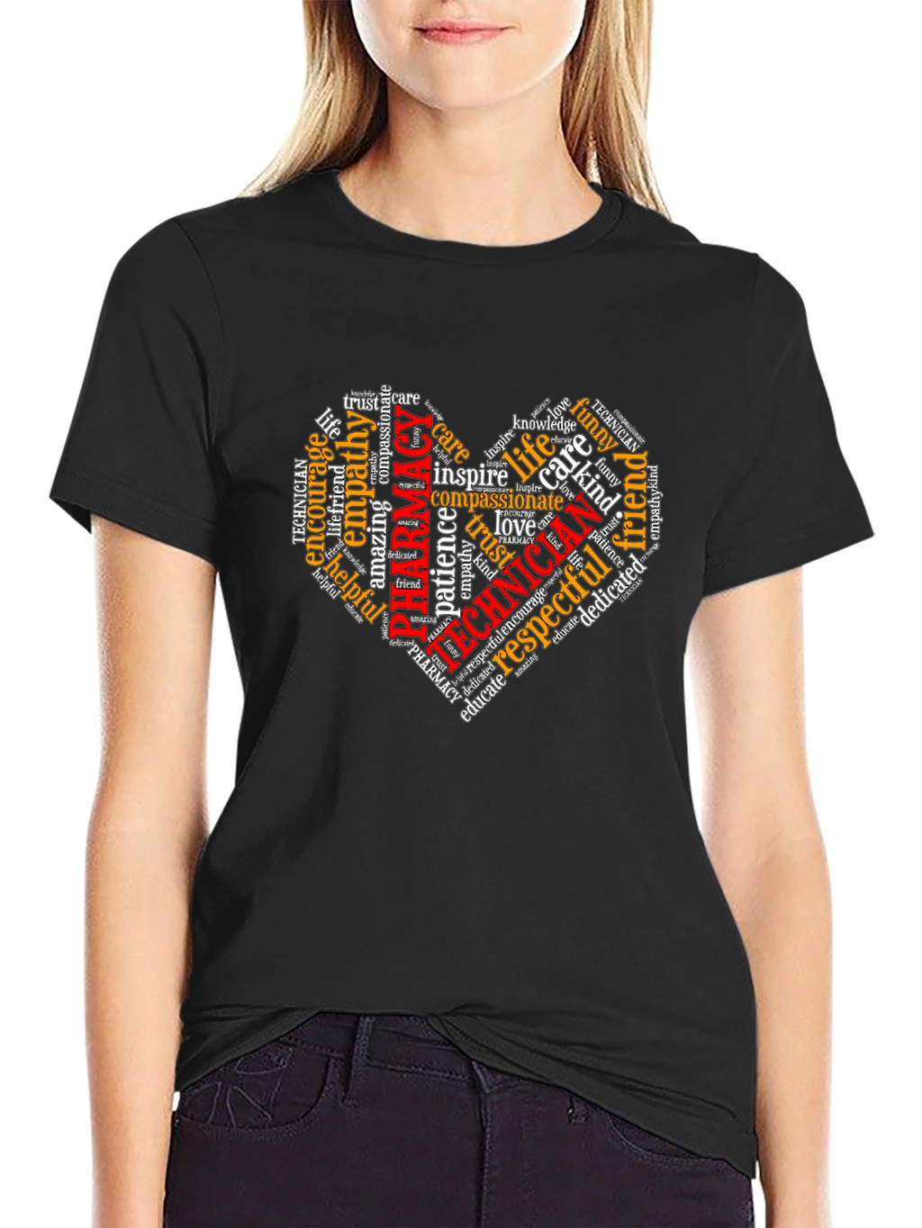 Pharmacy Technician Heart Word Art T-Shirt