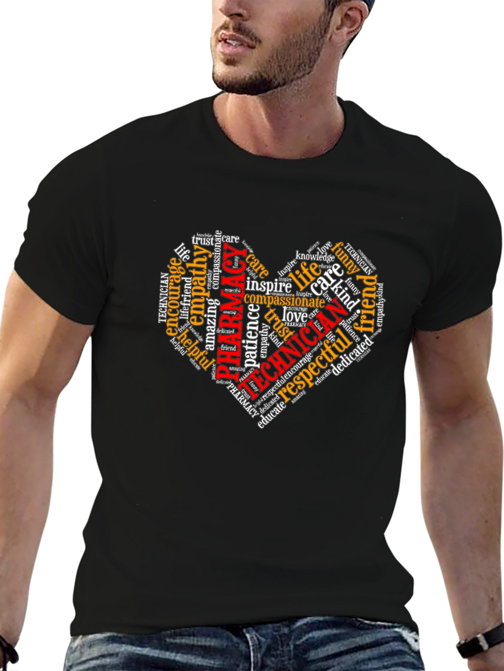 Pharmacy Technician Heart Word Art T-Shirt