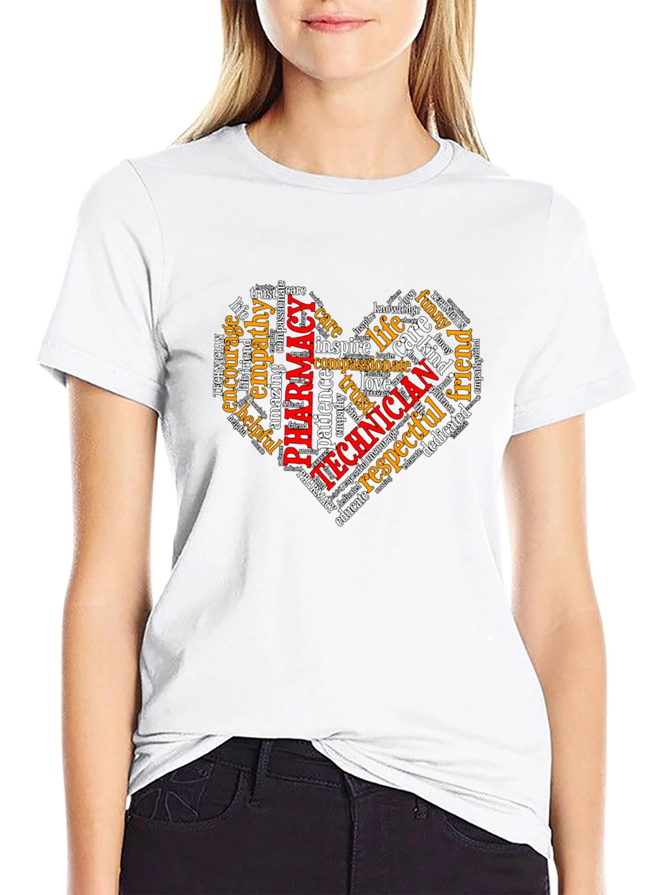 Pharmacy Technician Heart Word Art T-Shirt