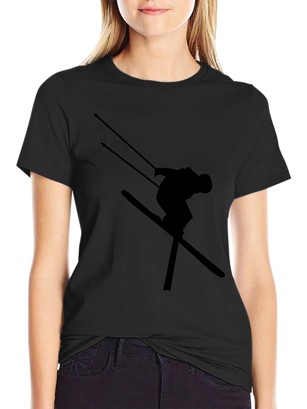 Black Skiing Silhouette T-Shirt