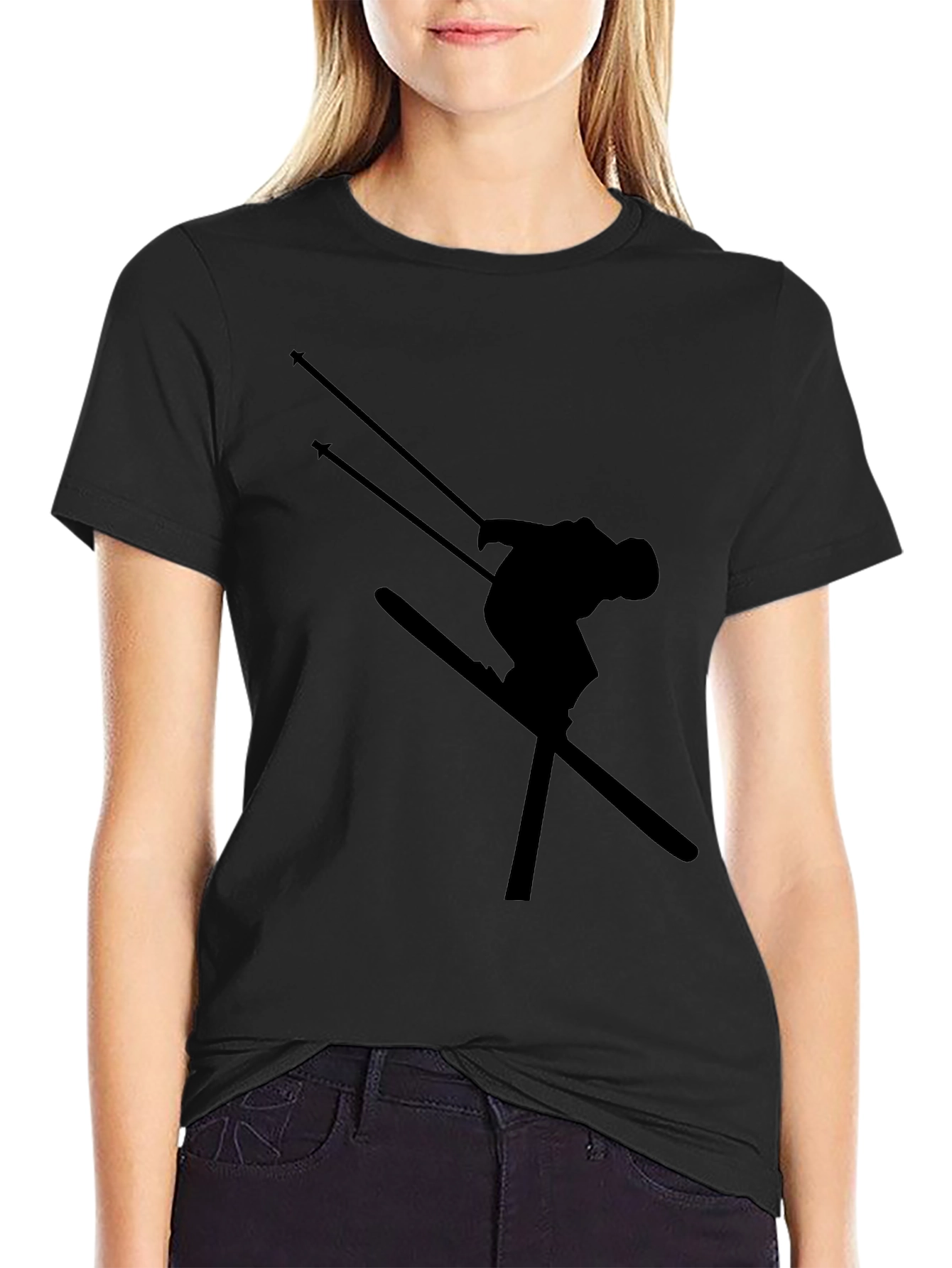 Black Skiing Silhouette T-Shirt