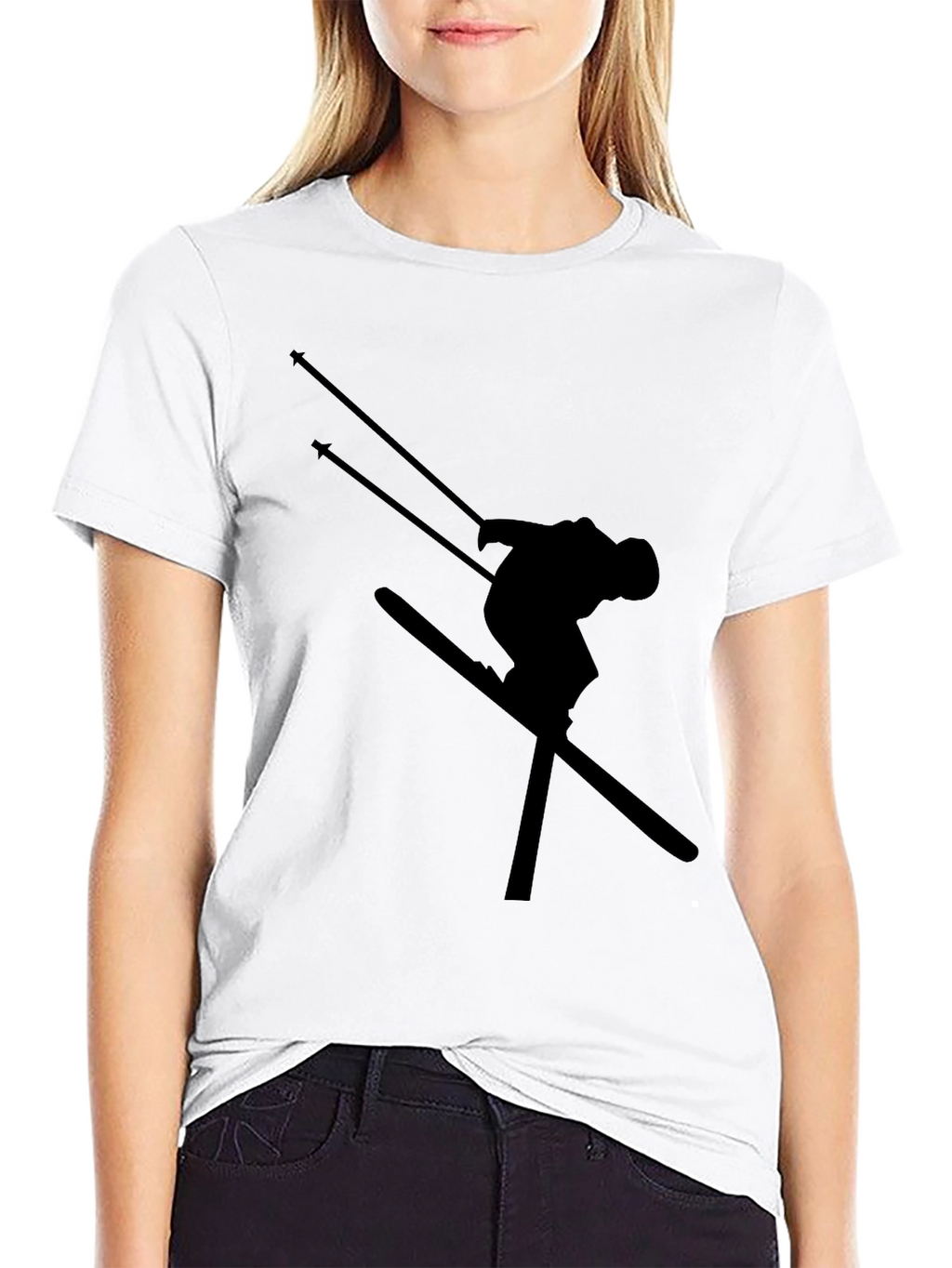Black Skiing Silhouette T-Shirt