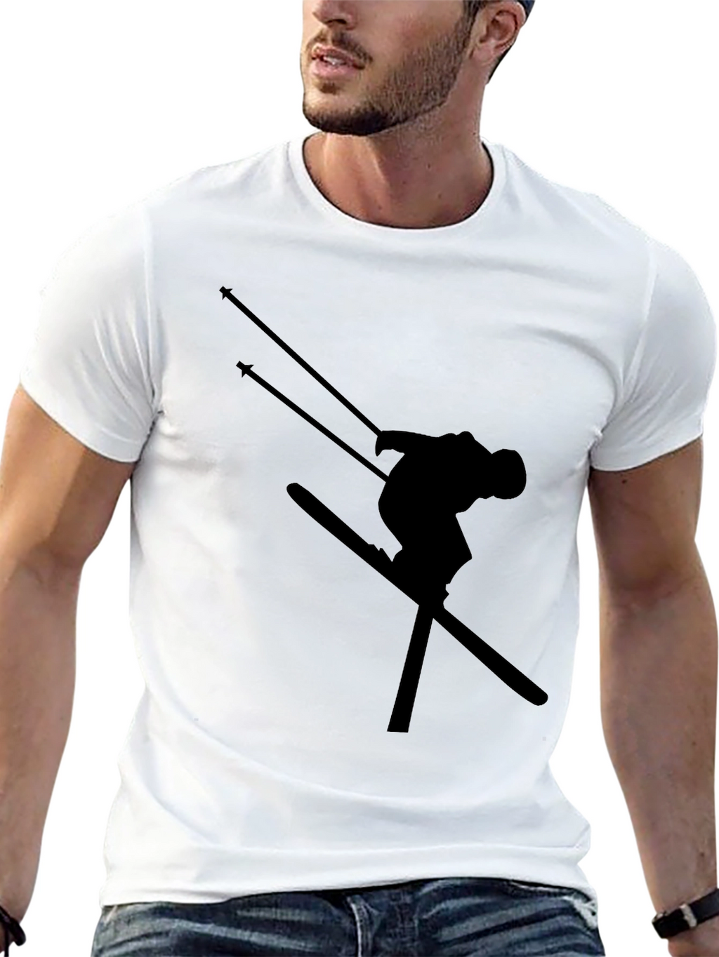 Black Skiing Silhouette T-Shirt