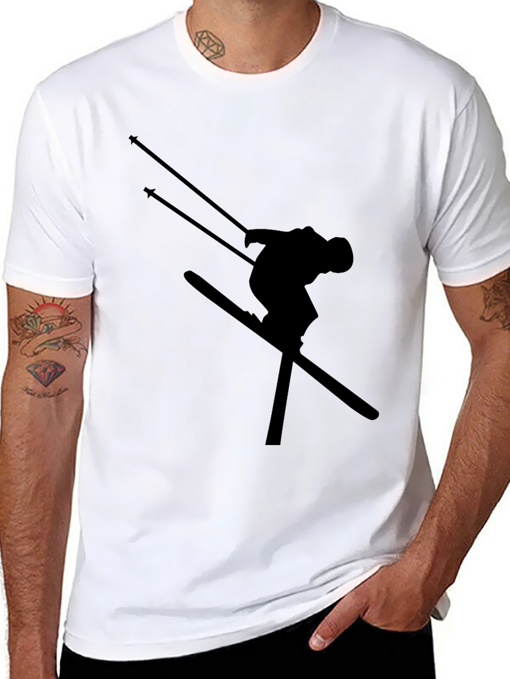 Black Skiing Silhouette T-Shirt