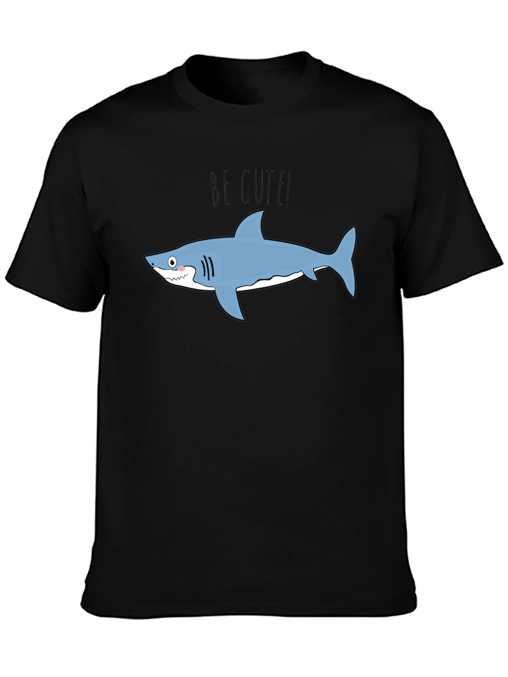 Cute Shark Graphic Tee - Black Cotton T-Shirt