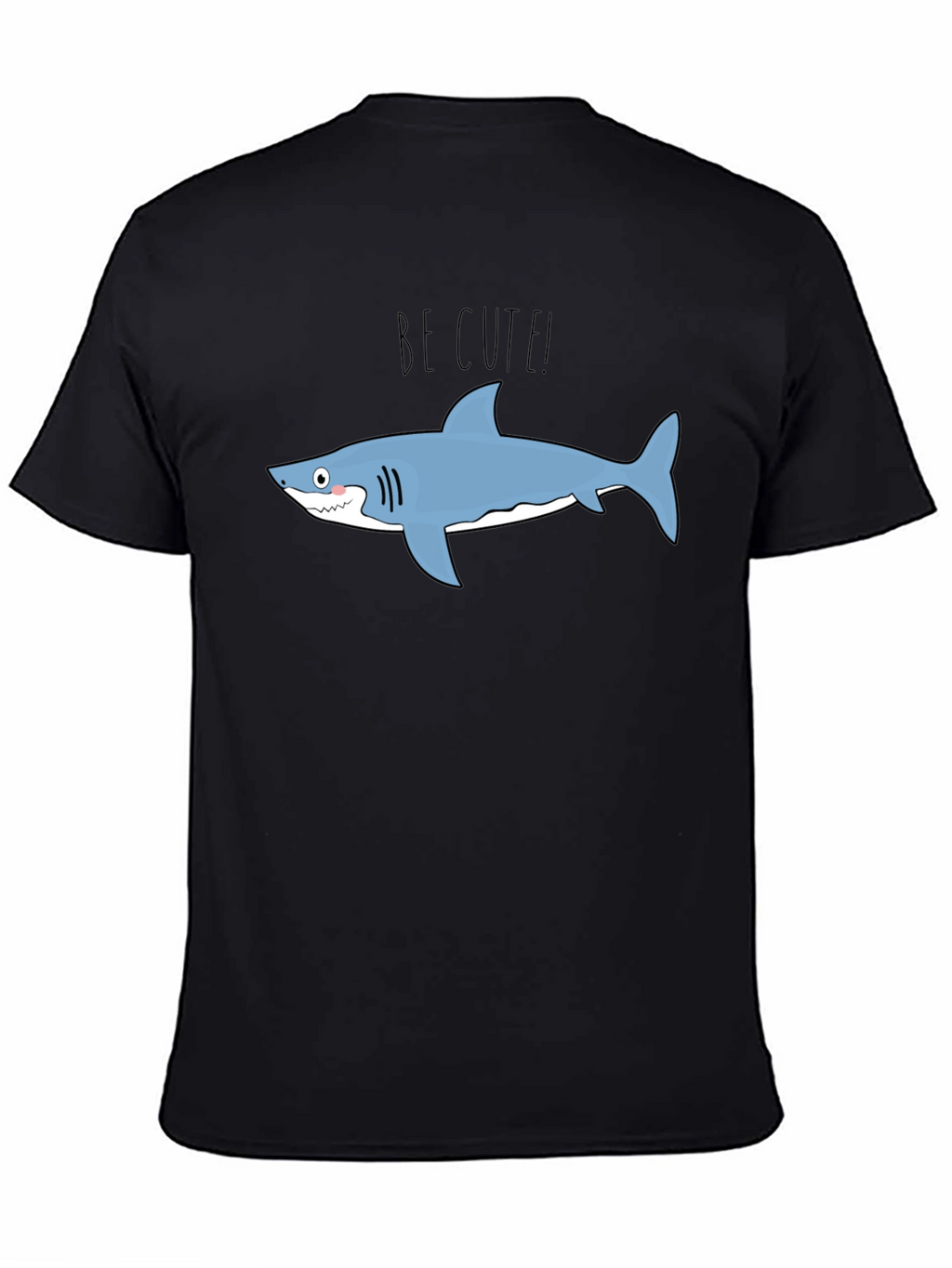 Cute Shark Graphic Tee - Black Cotton T-Shirt
