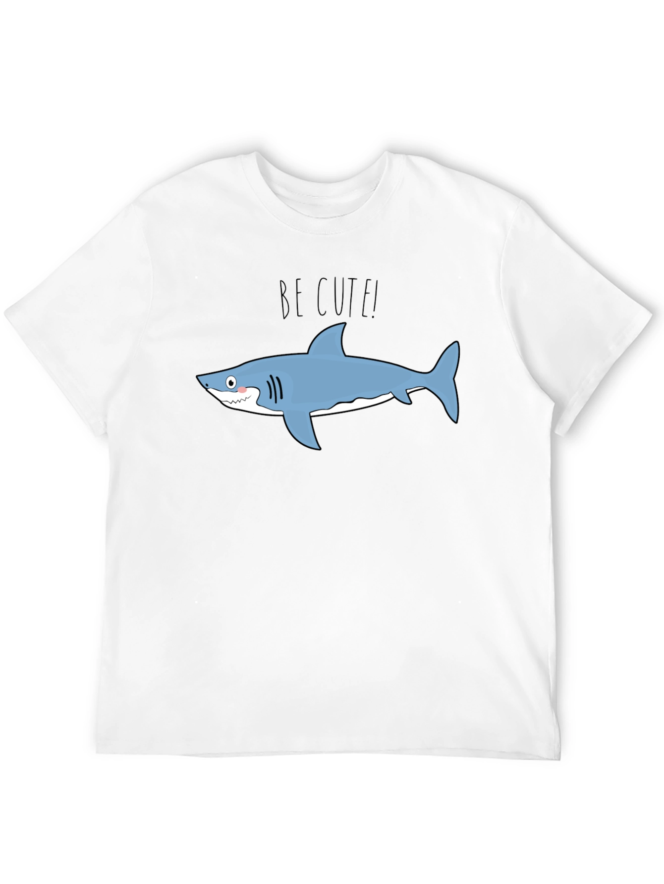 Cute Shark Graphic Tee - Black Cotton T-Shirt