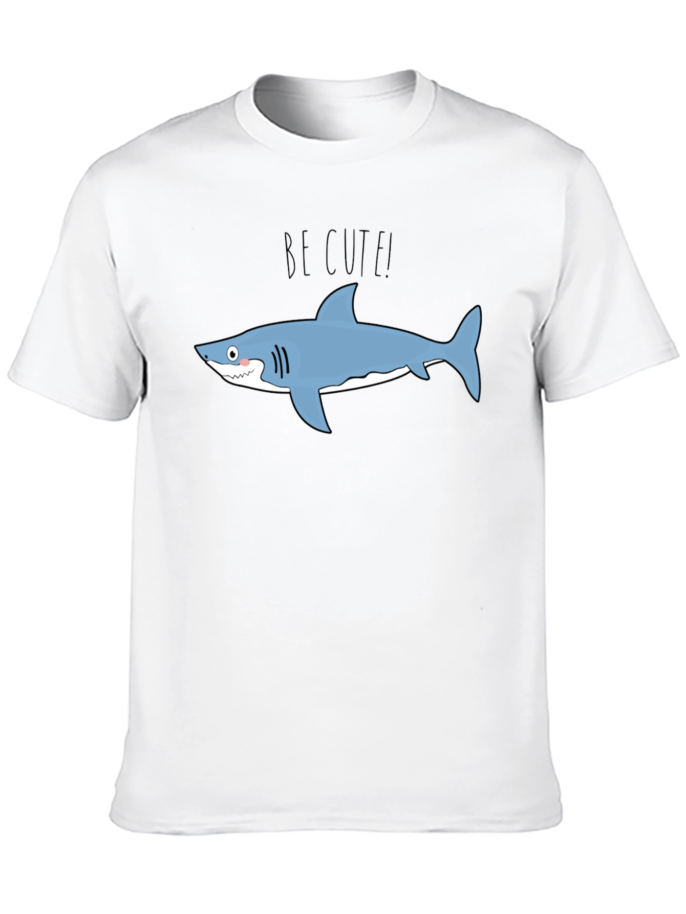 Cute Shark Graphic Tee - Black Cotton T-Shirt