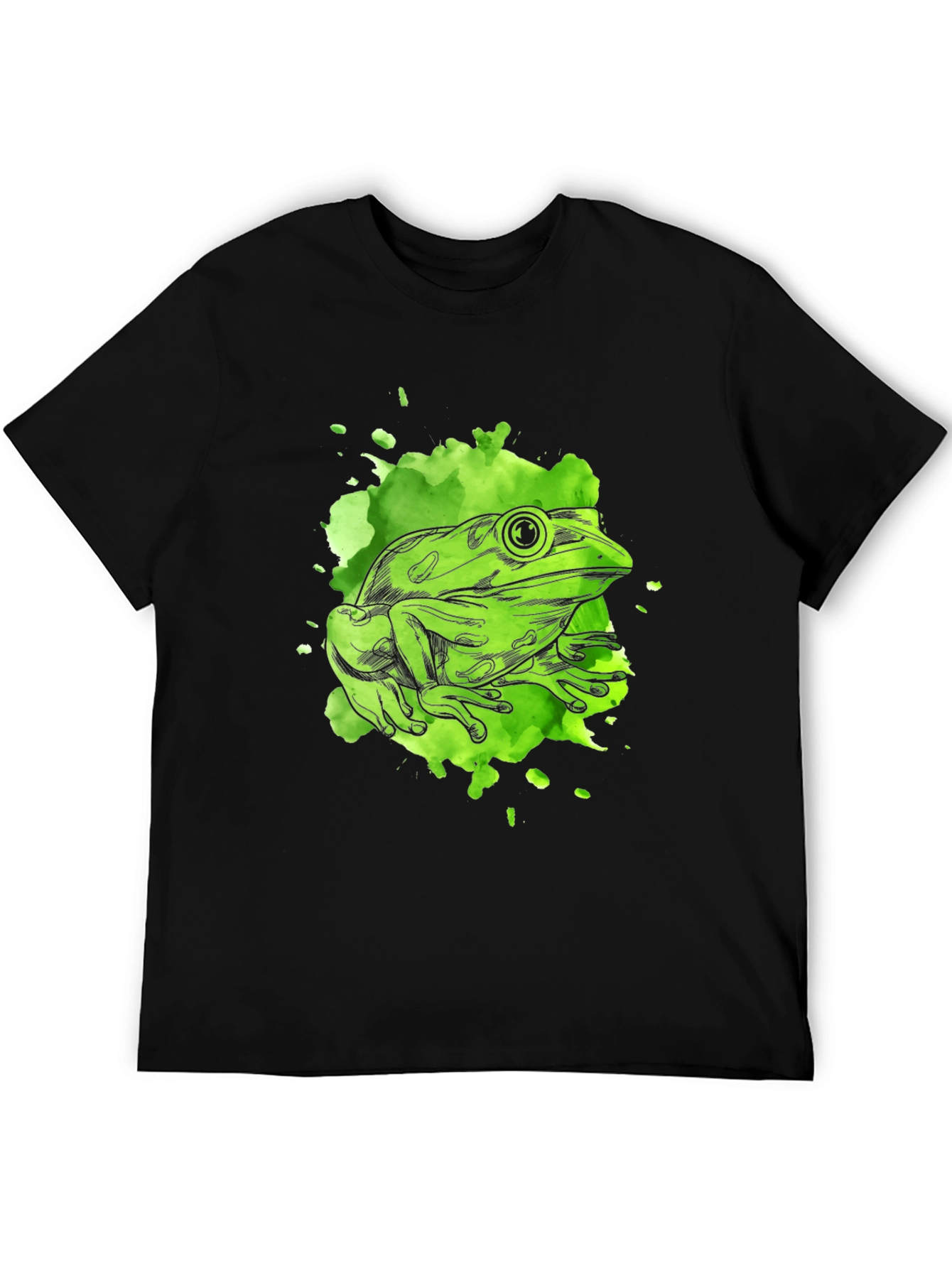 Green Frog Graphic T-Shirt - Unique Watercolor Design