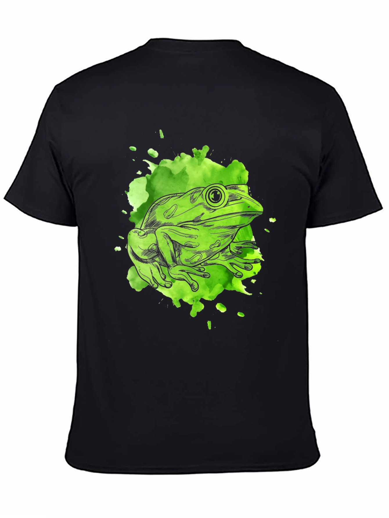 Green Frog Graphic T-Shirt - Unique Watercolor Design