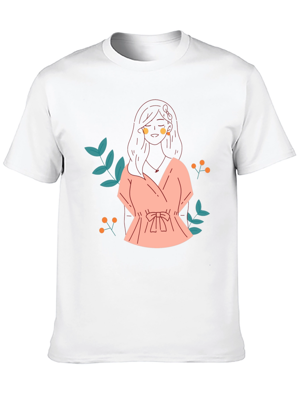 Black T-Shirt with Girl in Pink Dress Graphic Print