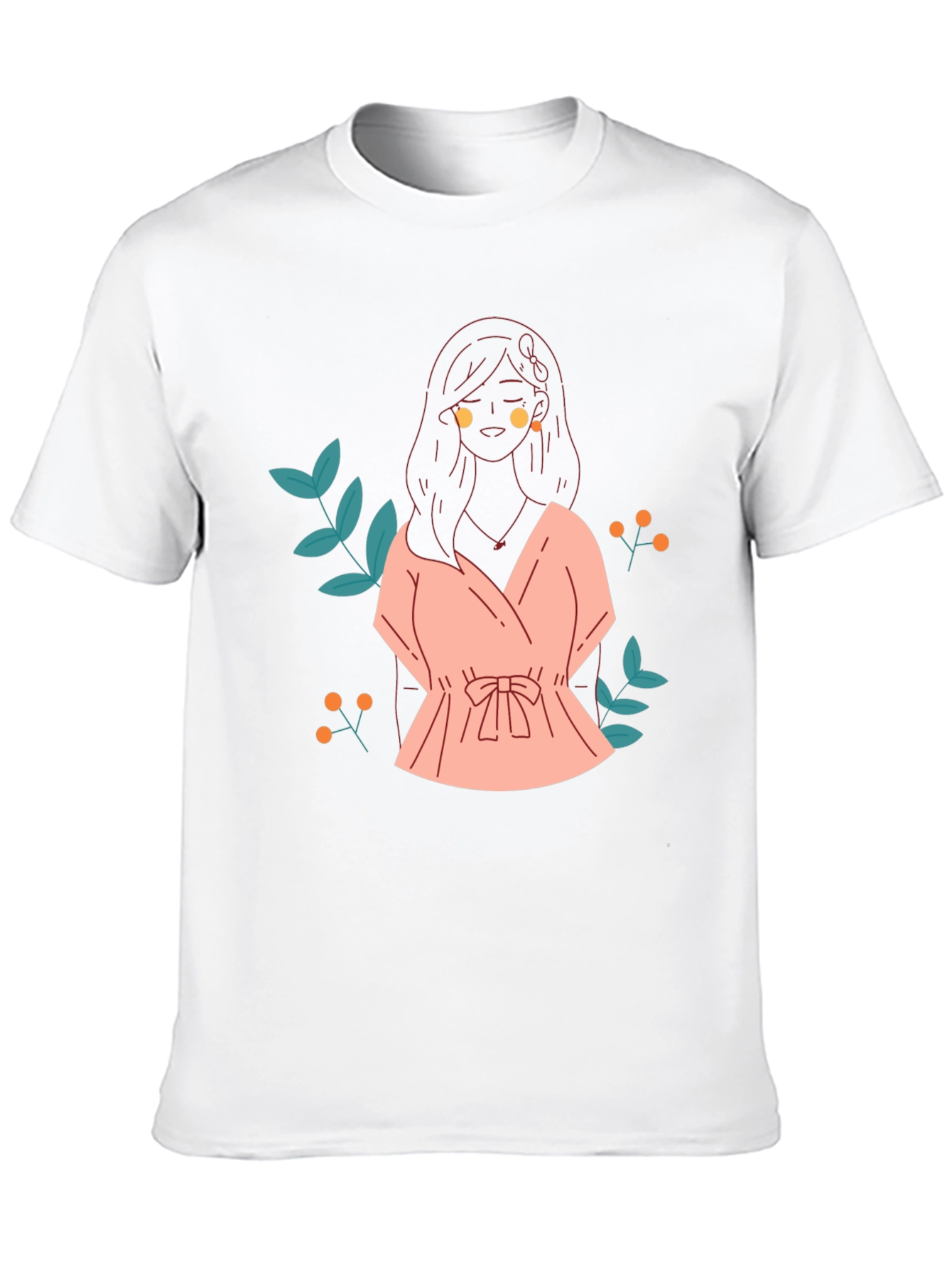 Black T-Shirt with Girl in Pink Dress Graphic Print
