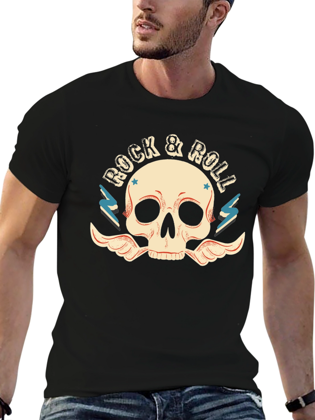 Rock & Roll Skull T-Shirt - Classic Graphic Tee