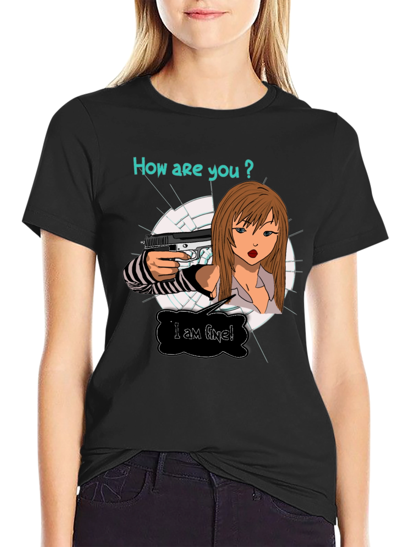 Edgy T-Shirt: How are you? Graphic Print