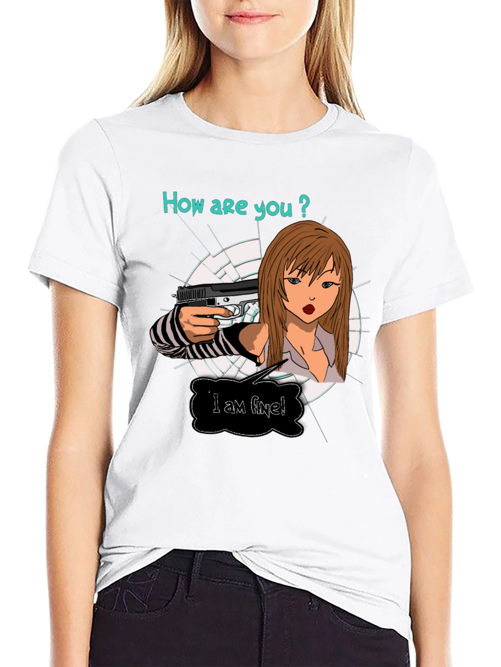 Edgy T-Shirt: How are you? Graphic Print