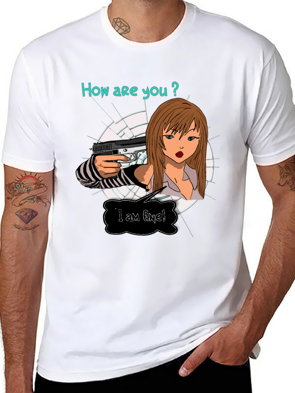 Edgy T-Shirt: How are you? Graphic Print